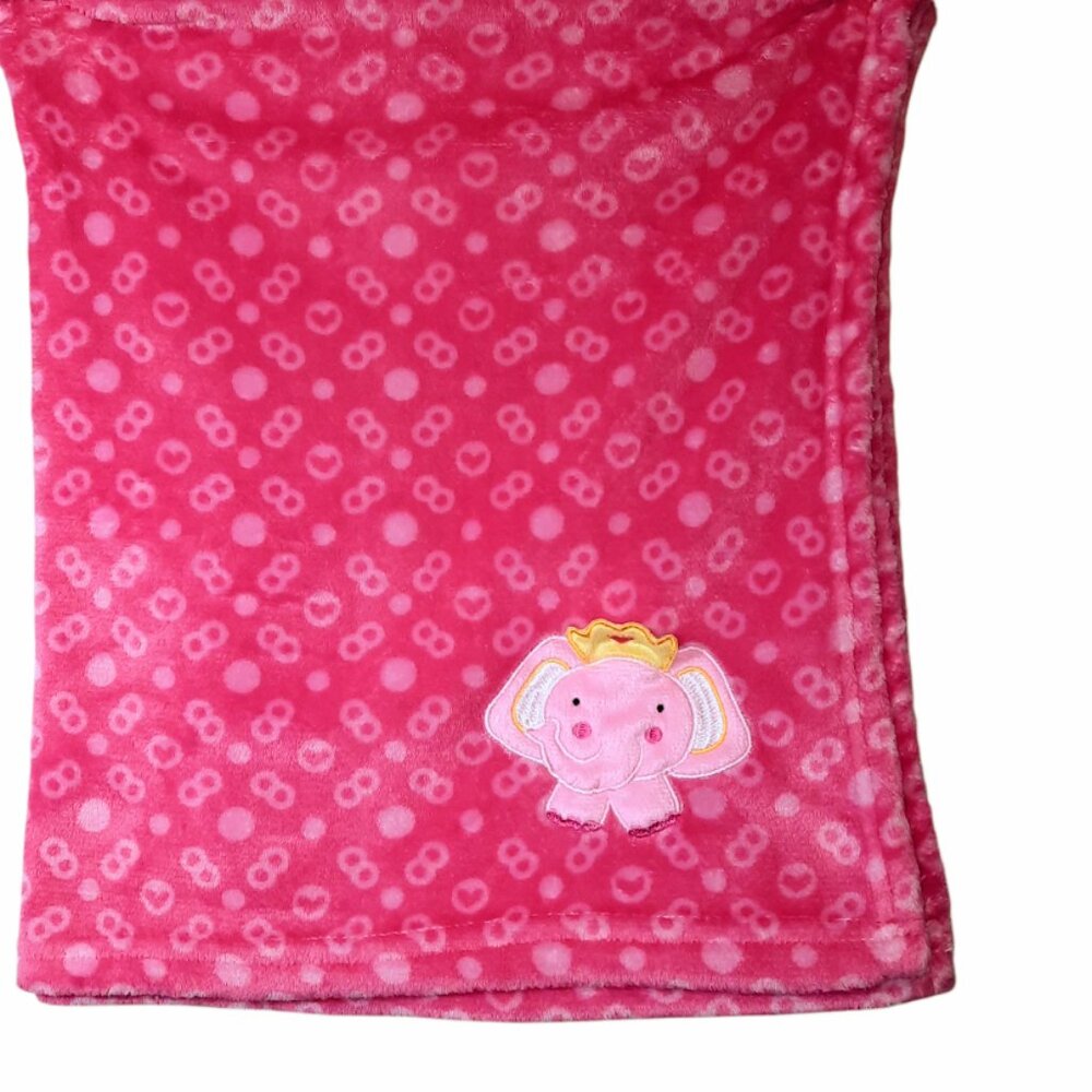 Le Bebe Favorite Elephant Crown Pink Baby Security Lovey Blanket 35" X 34"
